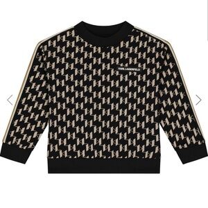 Karl Lagerfeld Black and Tan Patterned Sweatshirt